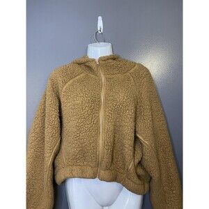 Wild Fable Jacket Womens M/L Brown Sherpa Fleece Hooded Full Zip Pockets Teddy